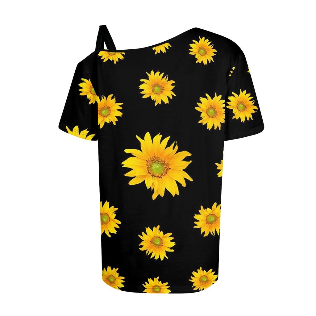 Dámská móda Ležérní potisk Sexy triko s krátkým rukávem se studeným ramenem