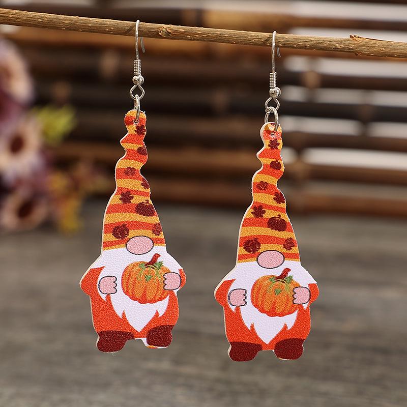 Vintage Christmas Santa & Pumpkin Tree Earrings