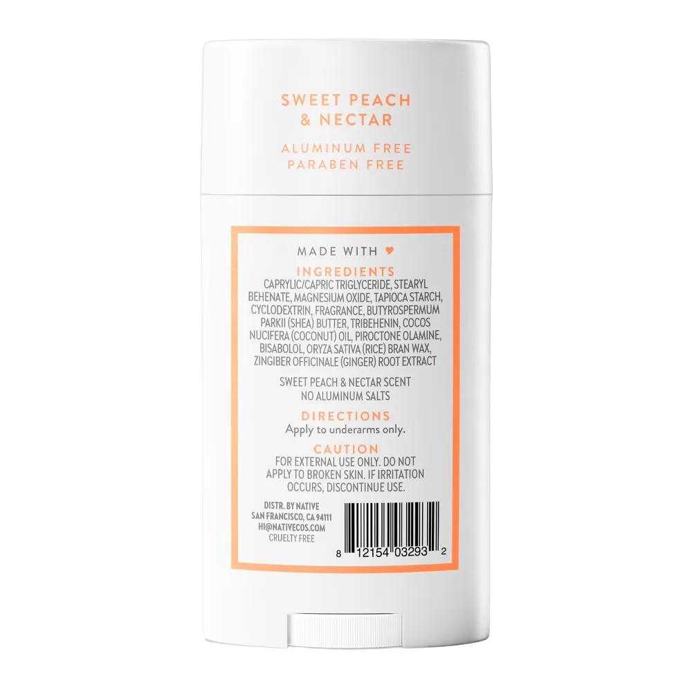 Native Aluminum-Free Deodorant Stick Sweet Peach Nectar Scent 75g Native Peach Scent