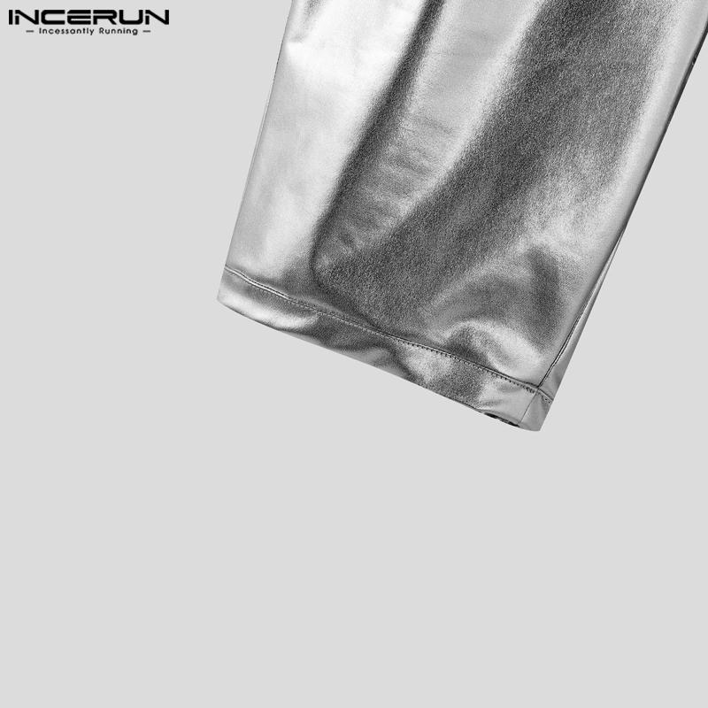 INCERUN Women Men Glitter Shorts Elastic Waist Back Hollow Fitted Mini Pants