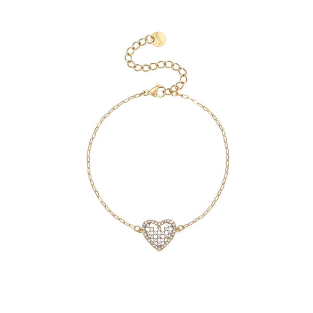 Niche Designer Look Jewelry 18K Gold Plated Tree of Life Heart Sunflower Zircon Stainless Steel Charm Bracelet