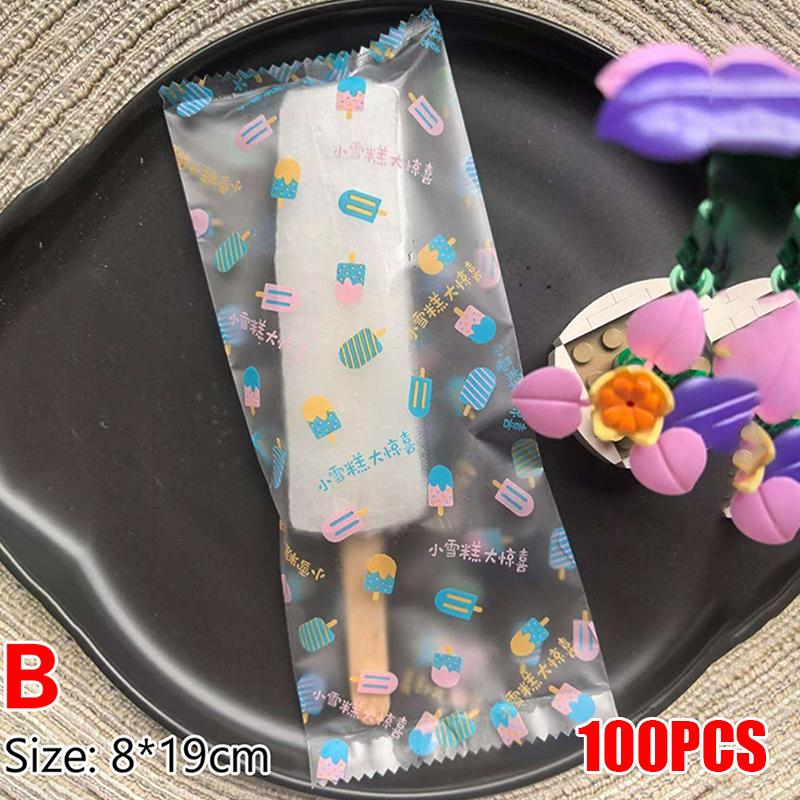 100Pcs Food Grade Ice Pop Bags Disposable Plastic Popsicle Bags Freeze Treat Storage Ice Cream Mold Bag