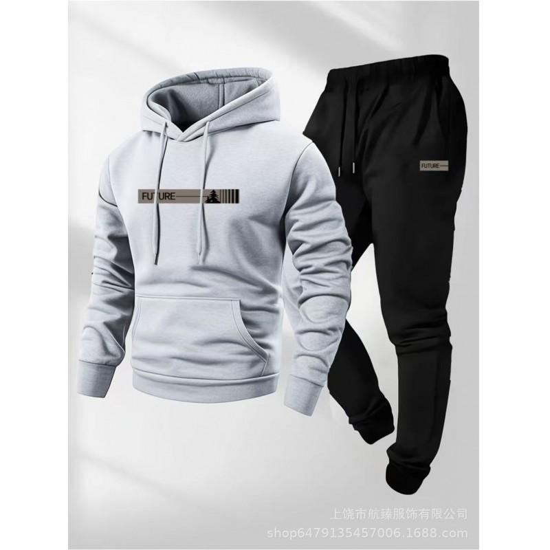 Mens Hooded Oversized Sweatshirt Set Long Sleeve Top Pants Casual Sportswear