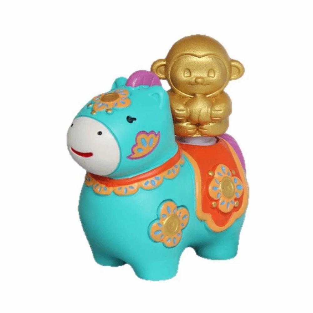 

Cartoon Zodiac Horse Ornaments Handcrafted Year of The Horse Resin Cartoon Horse Statue Rotatable Horse Mascot зелений