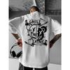 Men's Streetwear Graphic T-Shirt -Round Neck Summer Tee with Skull Design,Geometric Patterns,Machine Washable Casual Top,Streetwear Fashion,Breathable