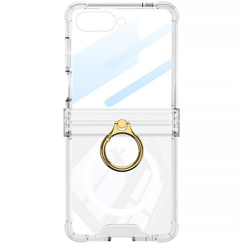 Transparent Shockproof Flip Phone Case Galaxy Z 8 With Built-in MagSafe Magnet Ring Stand Air Cushion Hinge