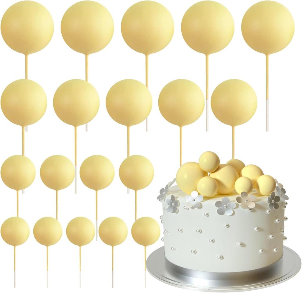 20 Pcs Ball Cake Topper Decorations Mini Balloons cake Topper Sticks Decorations for Wedding Birthday Cake Decorations