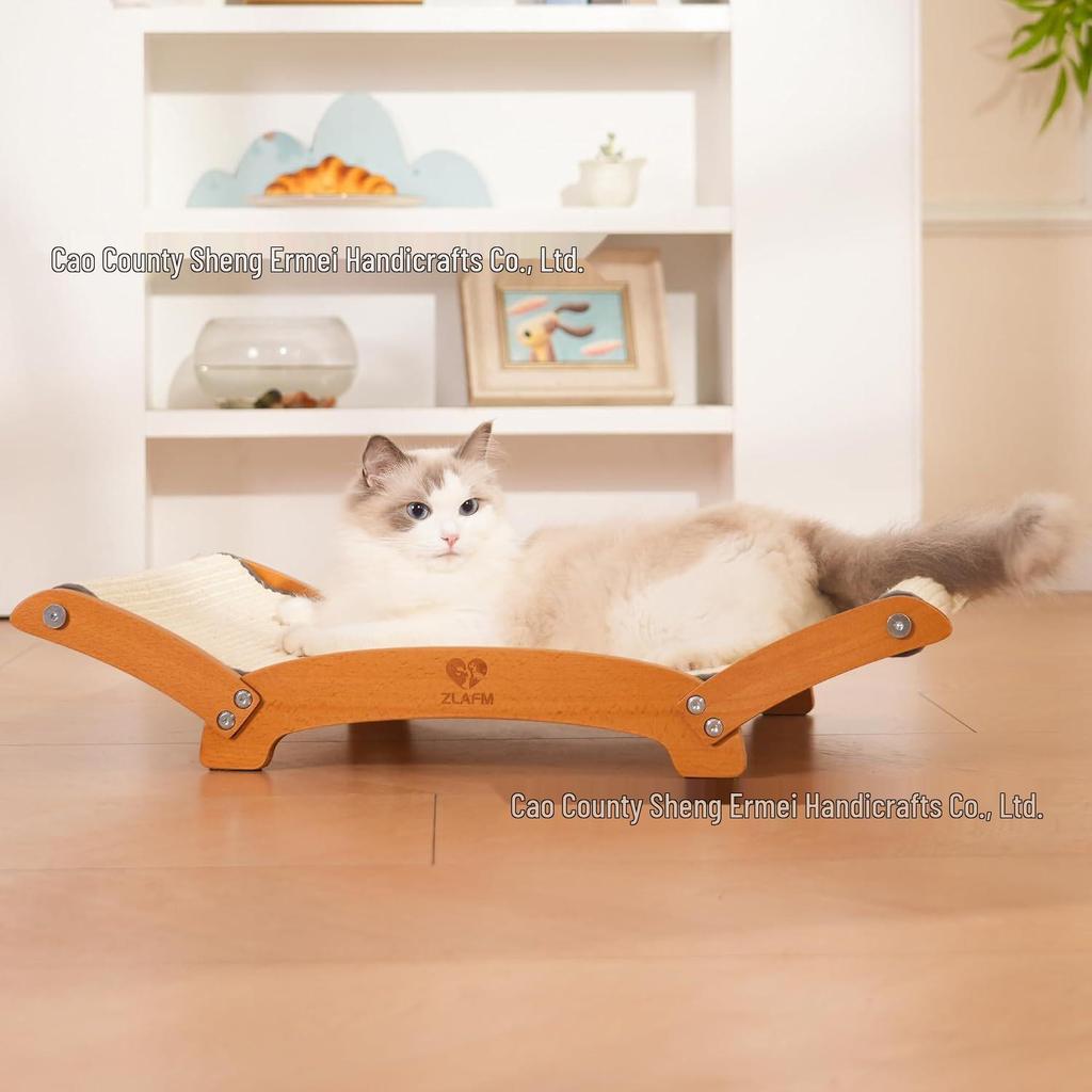 Multi-Purpose Wooden Cat Scratcher and Recliner Sofa