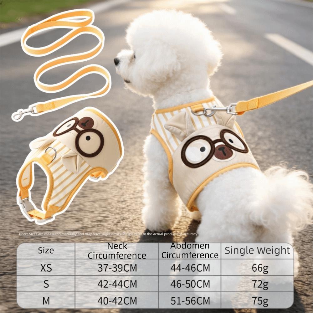 Cartoon Design Dog Harness and Leash Set Breathable Pet Chest Strap Set Durable Pet Vest Puppy