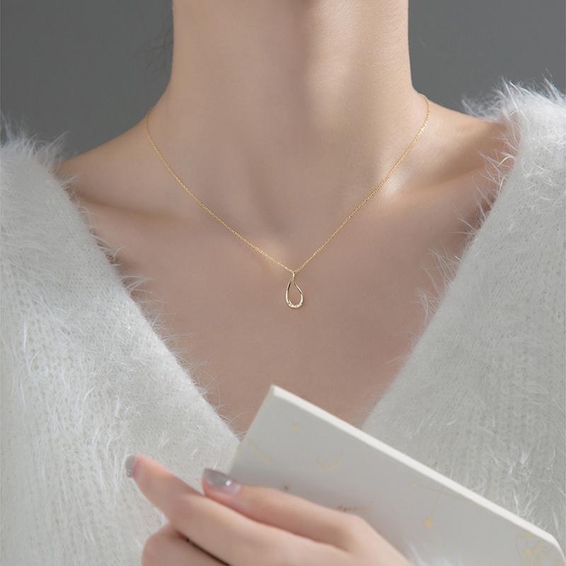 Colier cu picătură de apă din argint 925, pandantiv cu zircon strălucitor, lanț de claviculă simplu pentru femeie, bijuterii cadou pentru prietenă