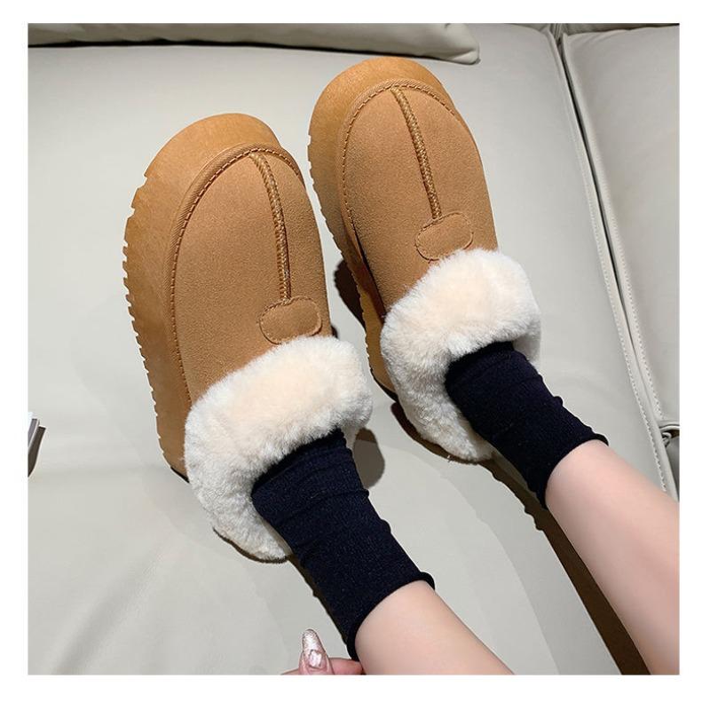 Thick-soled fluffy snow boots women's velvet winter, new integrated fur thickened warm cotton shoes non-slip cotton boots