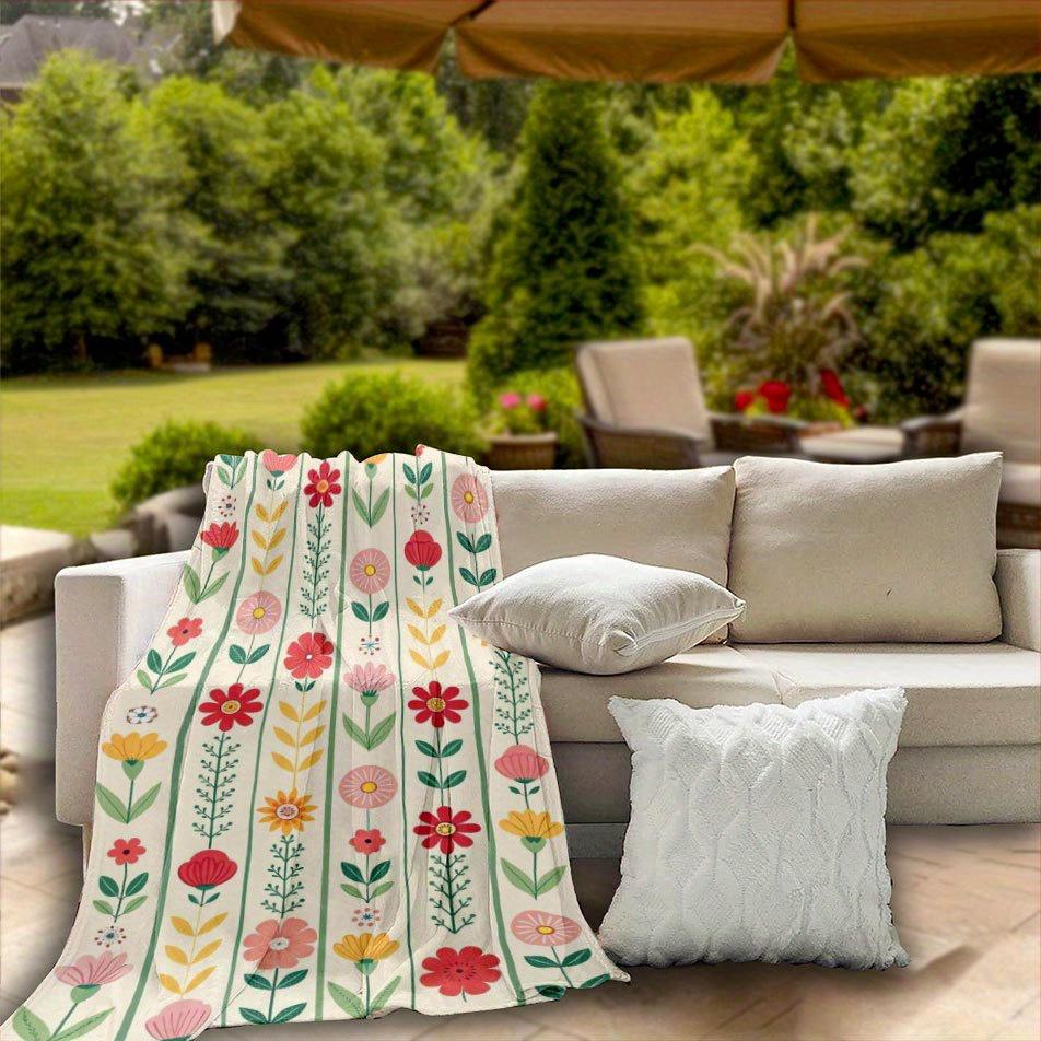 Vintage Floral Meadow Blanket Reversible Flannel Throw for Cottagecore Charm AllSeason Comfort Nostalgic Beauty Gift