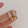 Premium Sense Micro-inlaid Zircon Love Earrings Women's Personality Simple and Versatile Retro Temperament Real Gold Electroplated Earrings