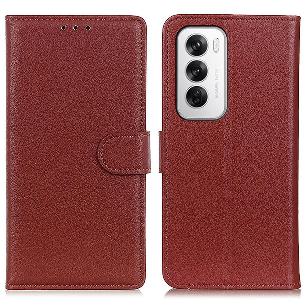 For Oppo Reno12 5G (Global) Stand Case Litchi Texture Leather Wallet Phone Cover