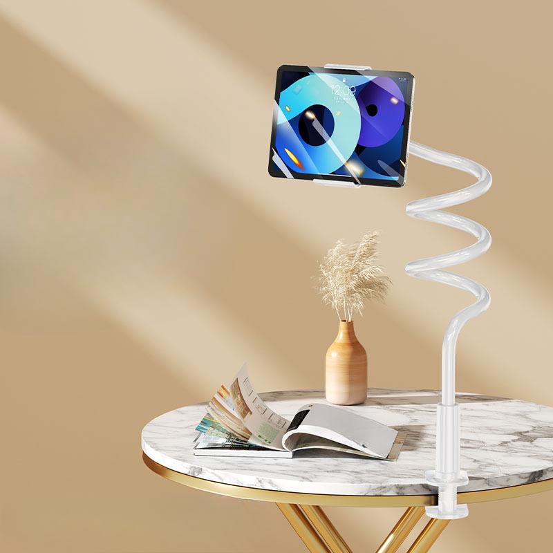 

Универсальный вращающийся на 360 градусов держатель для планшета и телефона с регулируемым спиральным основанием, гибкая подставка для использования на столе и в кровати белый