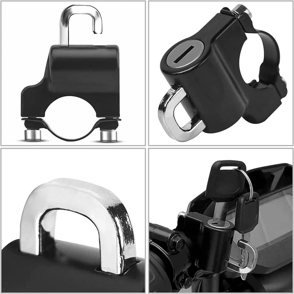 Motorradhelm-Schloss, Helmhalter-Haken für 7/8" 22mm Lenker, Diebstahlschutz-Schloss für Motorrad Rahmenrohr Stoßstange Gepäckträger