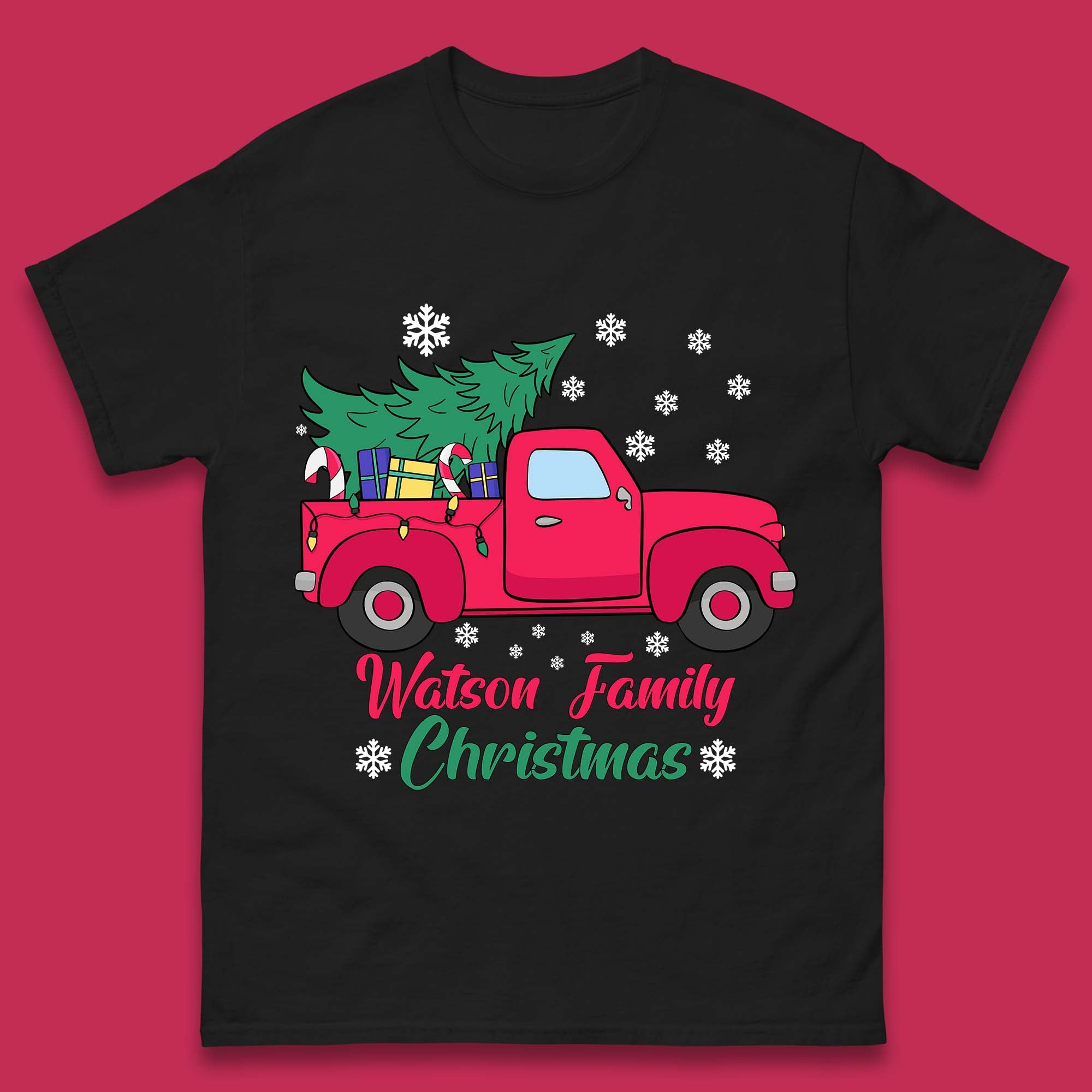 Personalised Christmas Mens T Shirt Womens Tops Tees with Your Family Name 2XL
