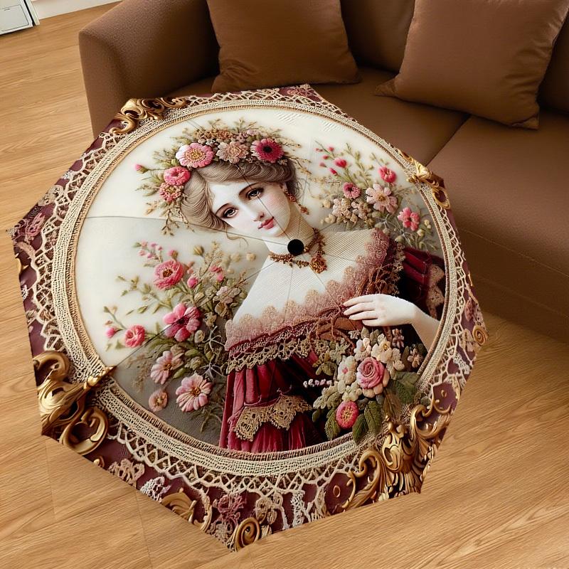 1PC Portrait Lace Umbrella-8-Rib Reinforced, Automatic Open, Lightweight & Durable, Cute Fashion Accessory for Outdoor-W9229