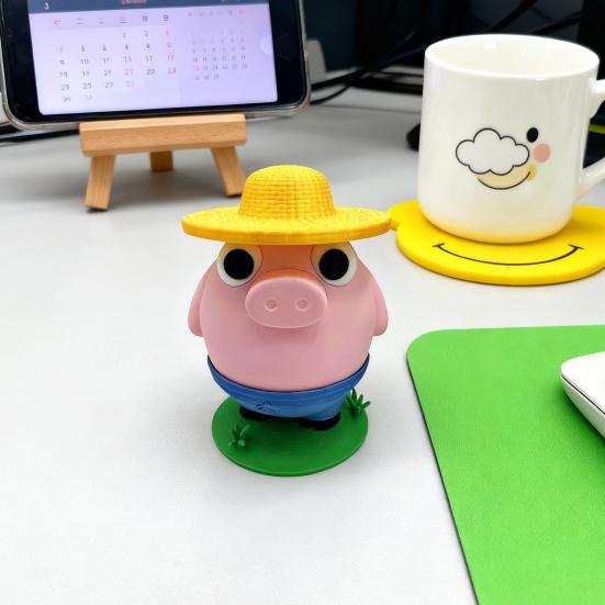 Yousheng Farmer Pig Coin Bank Funny Animal Money Box with Hat Novelty Coin Holder Large Slot Cartoon Piggy Bank for Easy Coin Saving