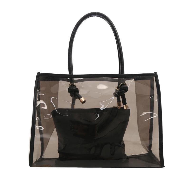 2024 Summer Women's PVC Large Tote - Transparent, Waterproof, Versatile Jelly Bag with Single Shoulder Strap and Large Capacity