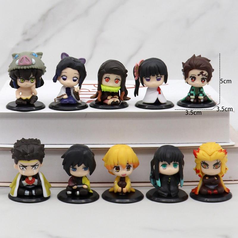 Figurka Zabójca Demonów Zabawka Anime Kimetsu no Yaiba Wersja Q Siedzący Tanjiro Nidouzi Inosuke Zenizu Figurka PVD Model Lalka Prezenty