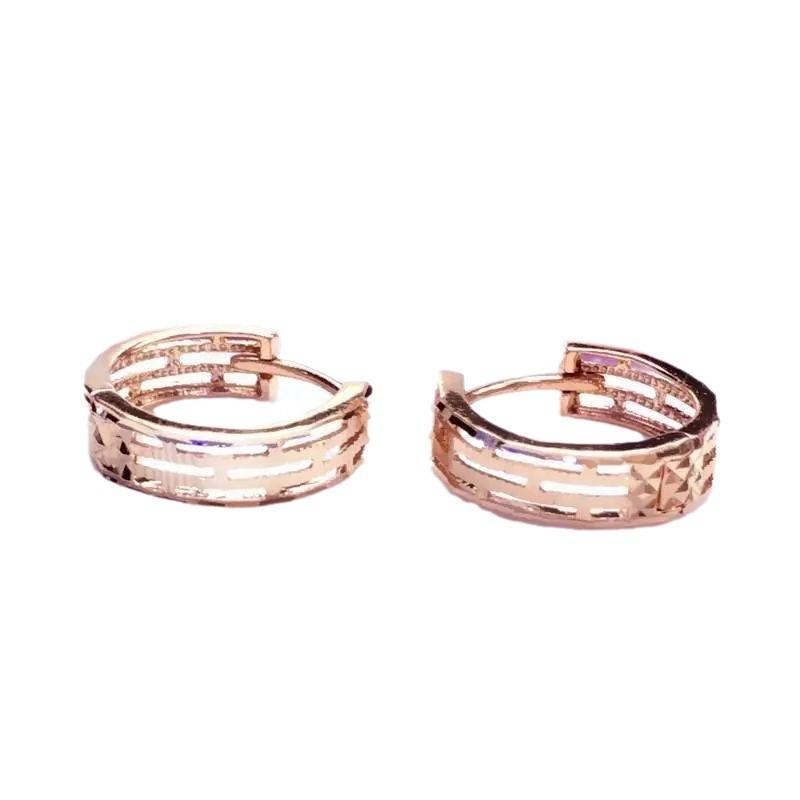 Purple Gold Circle Hollow Earrings Women'S Simple Temperament Personalized Design Rose Gold-Plated Earrings