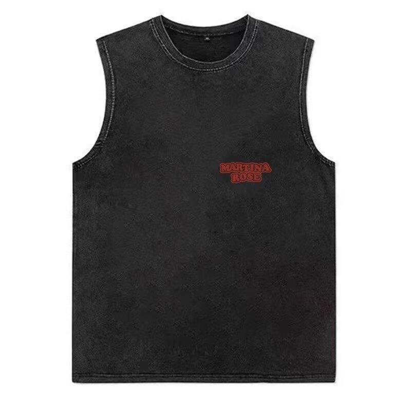 Male Students Casual Printed Undershirt Tops Hong Kong Style Trend Of Sleeveless Short-Sleeved Popular Simple Versatile Undershirt Shoulders