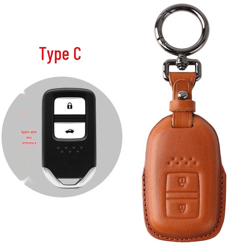 Genuine Leather Key Case for Honda Civic 11th Gen, Accord, Lingpai, Crown Road, CRV - Handmade Cowhide Key Bag