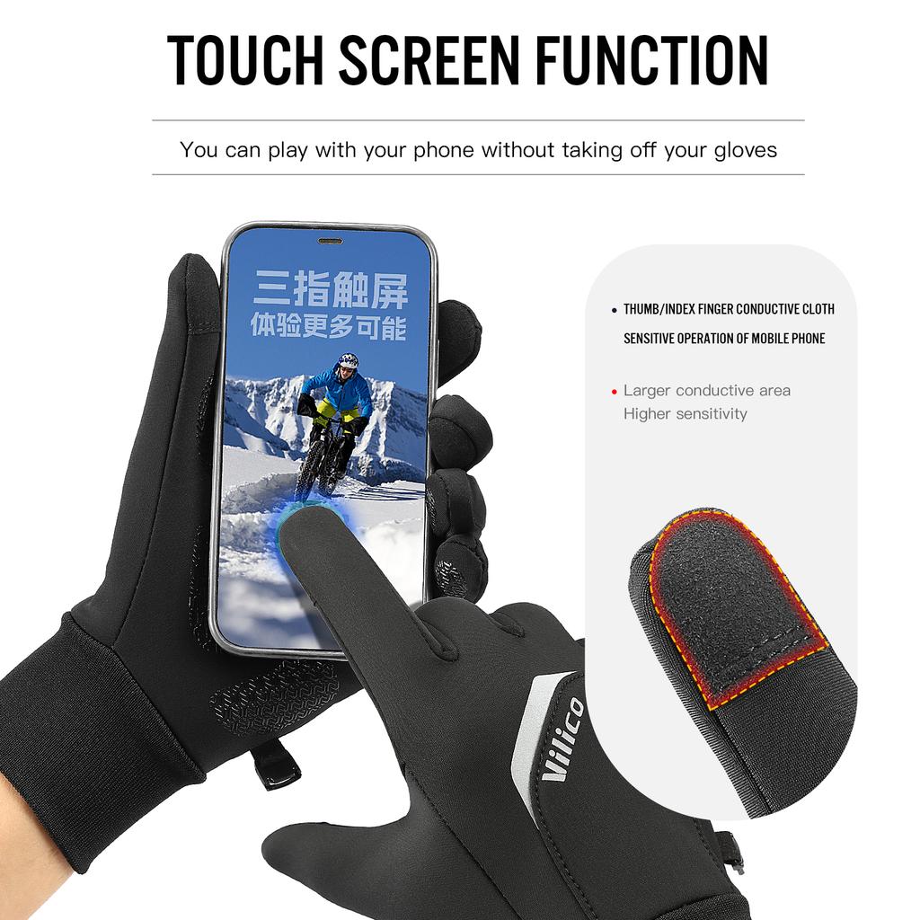 Winter Cycling Gloves Touch Screen Windproof Warm Bike Gloves for Motorcycle Scooter Ski Outdoor Riding