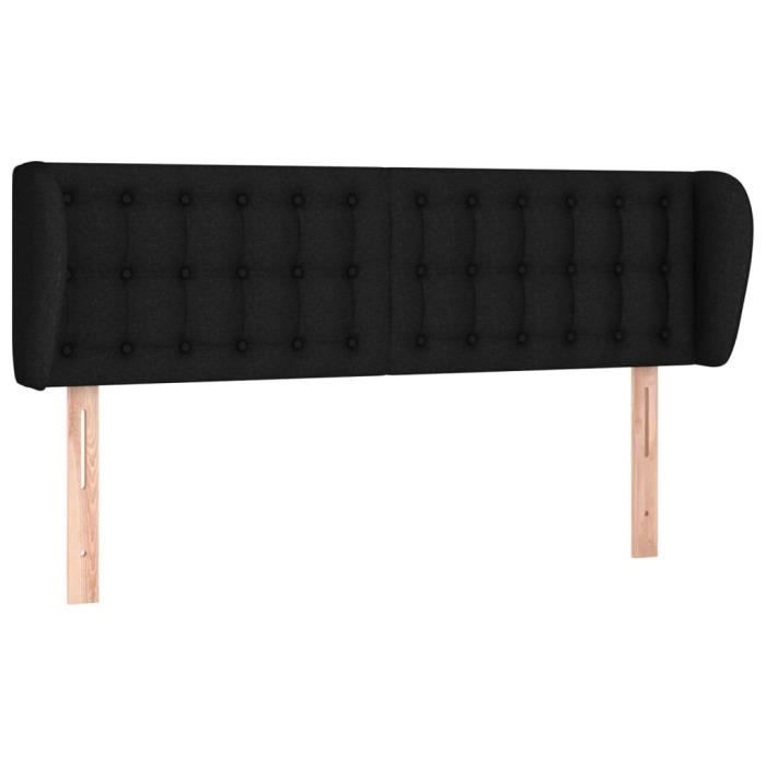 VidaXL Tête de lit avec oreilles Noir 147x23x78-88 cm Tissu3117578