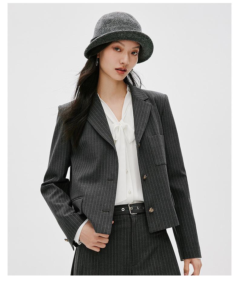 Gestreifter Arbeitsanzug für Frühling & Herbst - Polyester Viskose Spandex