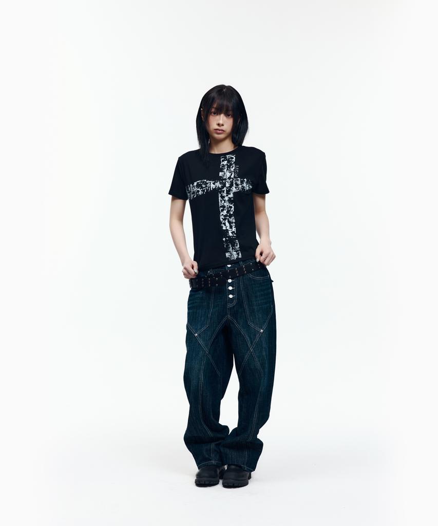 AAKAM Mosaic Cross Half Top (Black)