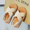 Kids Cross Strap Open Toe Velcro Sandals Summer Casual Beach Shoes For Boys Girls