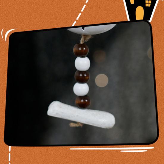 Halloween Skull Bell Ornament Resin Skull/Wing Wind Chime Hanging Decoration for Indoor Outdoor Halloween Decor Car Accessories