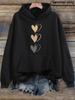 Women'S Metal Gradient Heart Shaped Printed Hooded Golden Beige Gray Stacked Heart Shaped Pattern Casual Hooded Minimalist Love Co