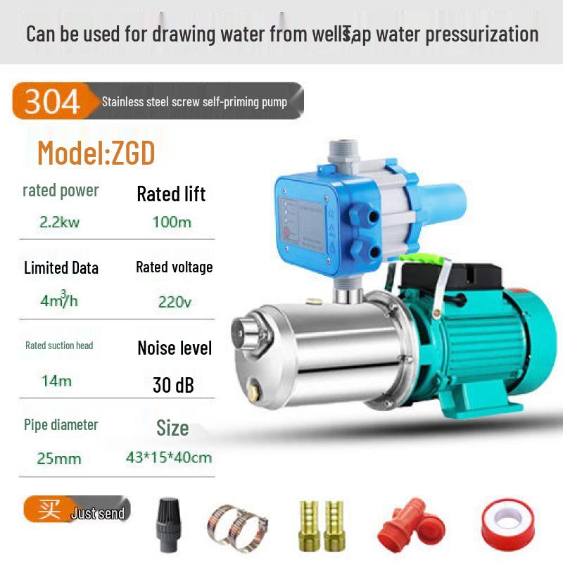 Bomba de Poço Autoescorvante de Aço Inoxidável: Bomba de Pressão de Água Automática com Alto Poder de Sucção