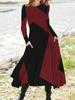 Autumn/Spring Crew Neck Casual Vacation Women's A-Line Midi Dress