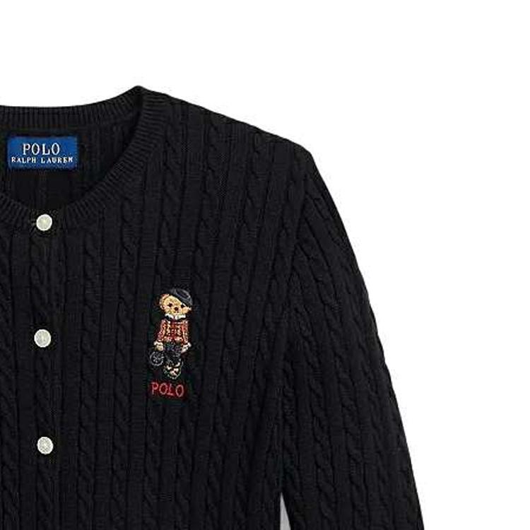 Polo Ralph Lauren Solid Color Single-Breasted Casual Long Sleeve Sweater Kids Sweater Black 313919829-002
