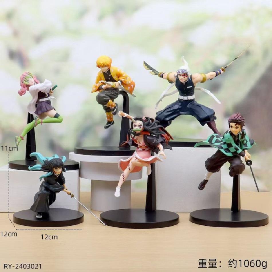 12-20cm  Anime Demon Slayer Figure Nezuko Tanjirou Zenitsu Inosuke Kyoujurou Giyuu Kawaii Qposket Figural PVC Model Toys Gift