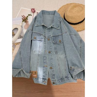150kg Extra Large Size Plus-Size Women's Blue Denim Jacket, Summer 2026 Fashion, Stylish Loose Fit, Slimming Top
