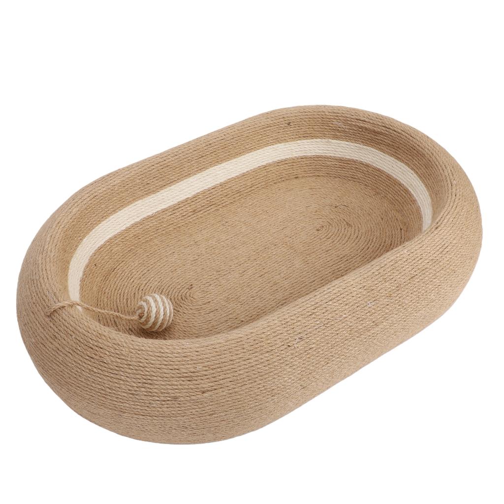 Sisal Cat Scratching Bed with Ball Interactive Ball Round Oval Rest and Scratch Pad Bowl for Home