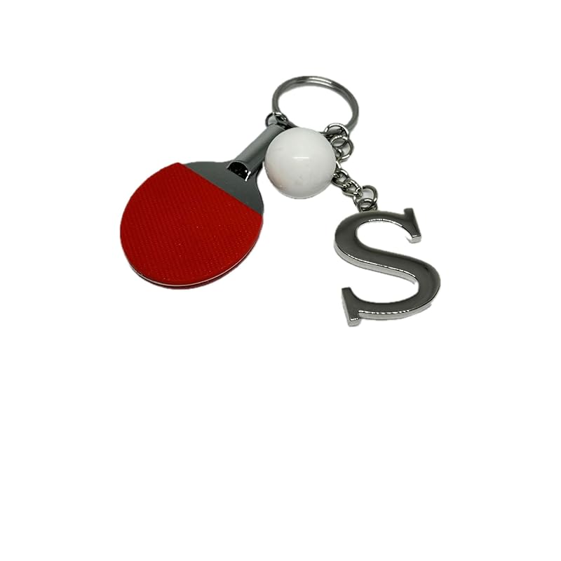 

table tennis with initials key ring souvenir present (S)
