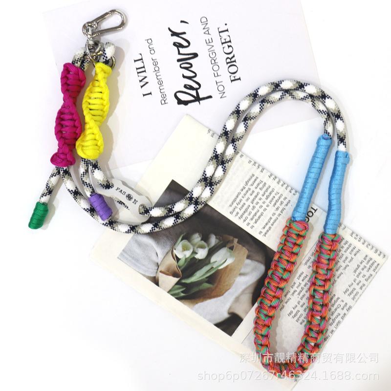 Colorful Woven Crossbody Phone Strap Anti Lost Lanyard For Camera Bag
