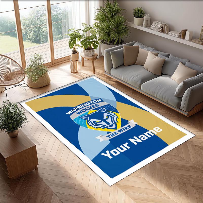 Tappeto in Velluto di Cristallo Stampato Warrington Wolves FC Tappeto Antiscivolo in Velluto di Cristallo Per Divano Camera da Letto Decorazione Interna per la Casa