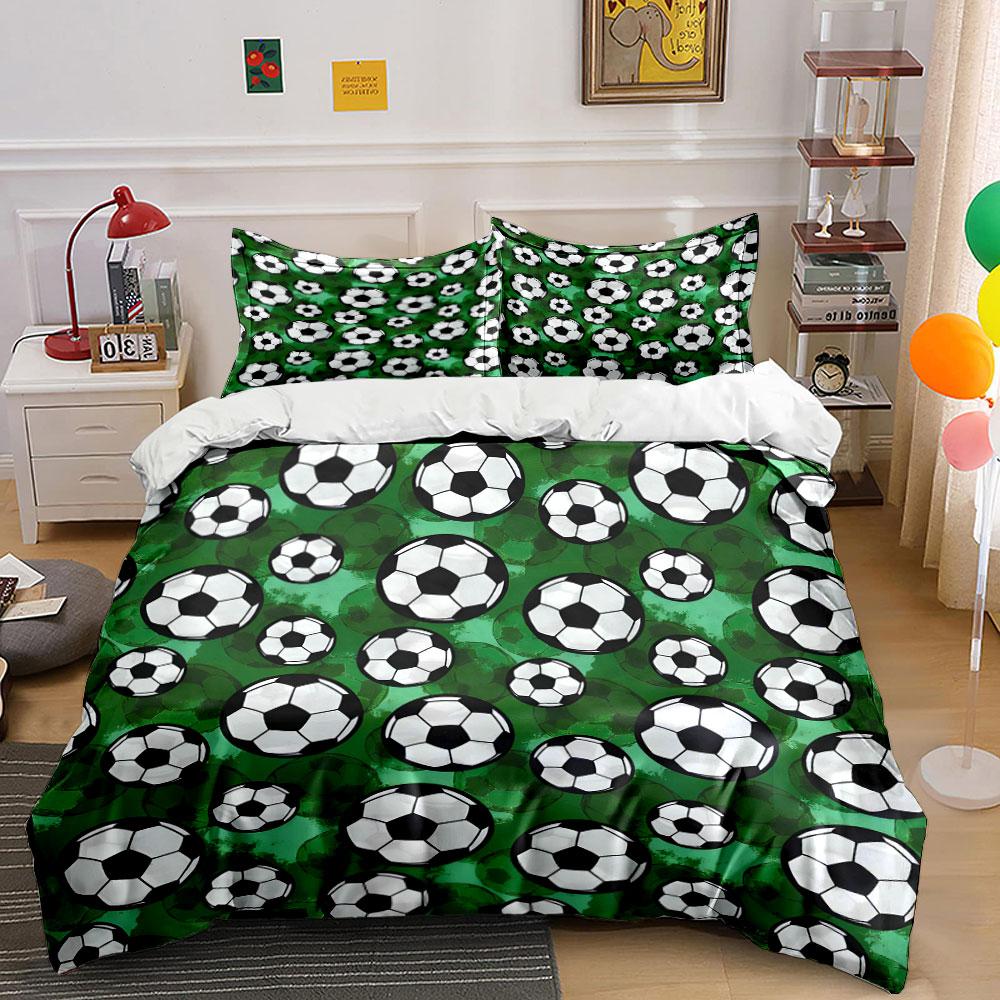 "Green Soccer Ball Bedding Set" Bedding Duvet Cover Set Duvet Cover Pillowcases (1 * Duvet Cover 2 * Pillowcases, Without Duvet Insert)