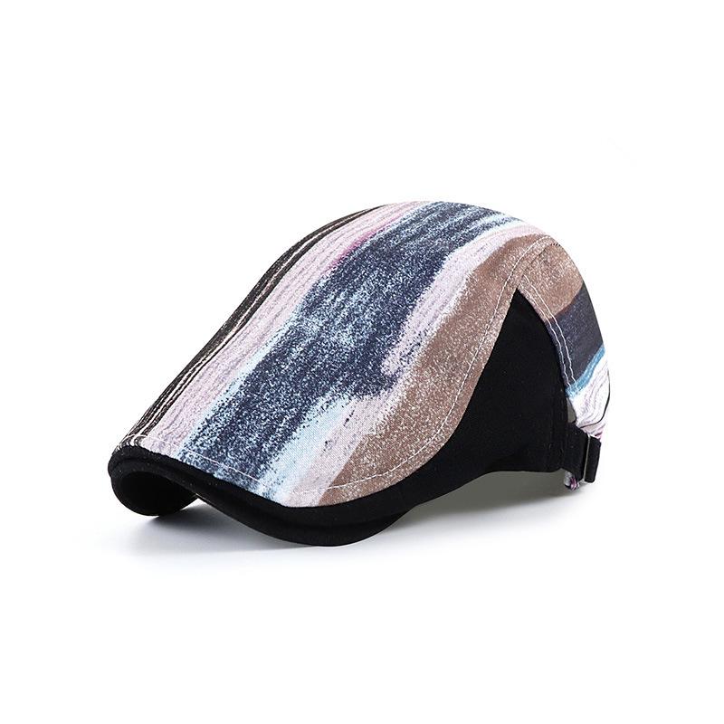 Men's All-season Striped Baseball Cap; Women's Printed Casual Cap; Single-layer Graffiti Beret; Forward-style Cap