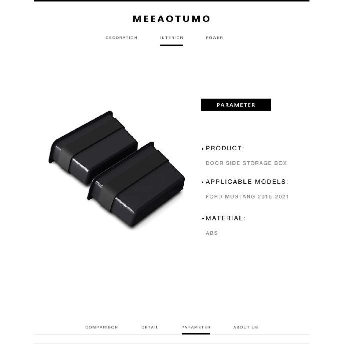 Door Side Storage Box Interior Accessories For Ford Mustang 2015-2025