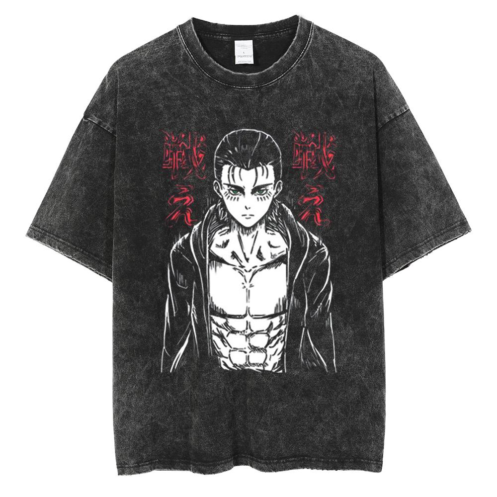 Harajuku Anime Attack On Titan Levi Ackerman Print T-skjorte Menn Kvinner Komfortable T-skjorter Casual Løs T-skjorte Mann Bomulls-t-skjorte