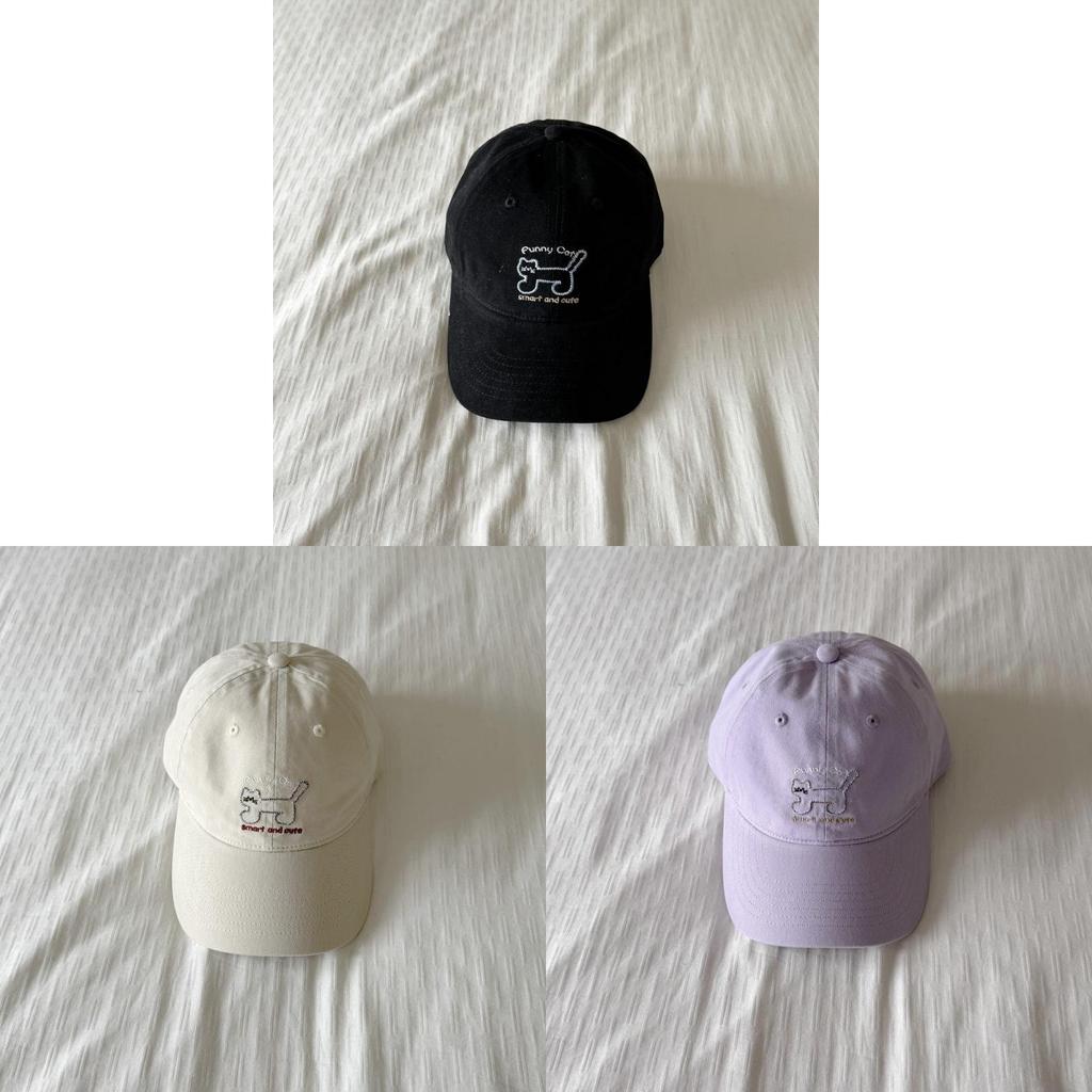 Embroidered Cat Baseball Cap With Adjustable Fit For Summer Casual Wear