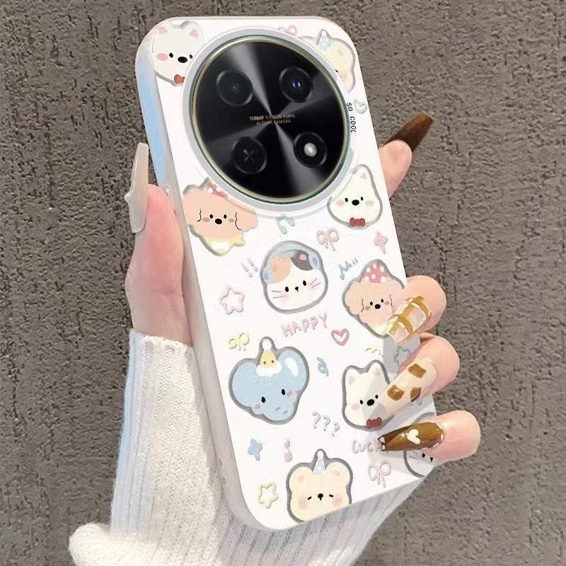 Super Cute Animal Avatar Is Suitable for Huawei mate60Pro Mobile Phone Case P70 Honor 100Pro Color Silver Nova12.